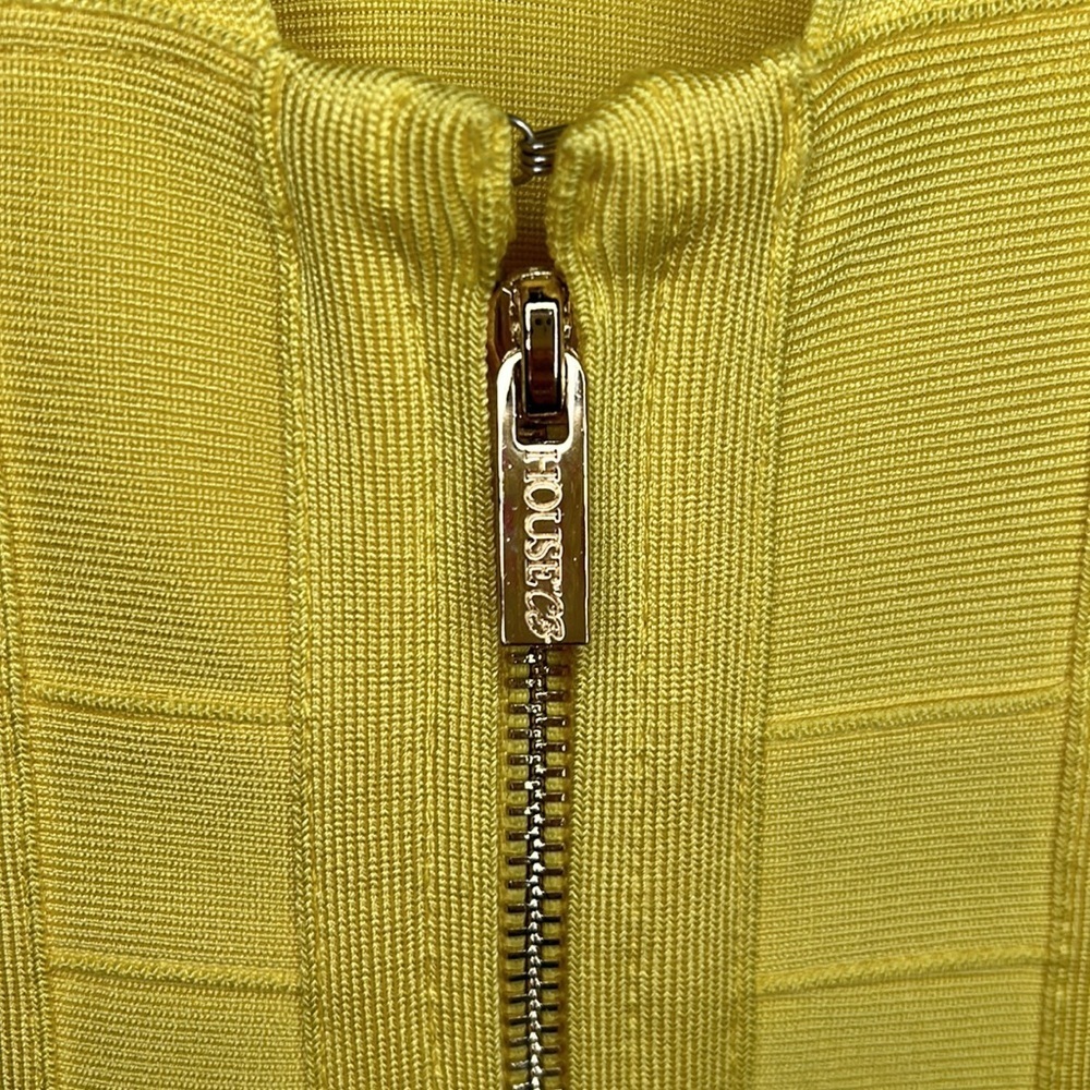 House Of CB London Neon Yellow Bodycon Bandage Cocktail Dress Size XS - Picture 9 of 13